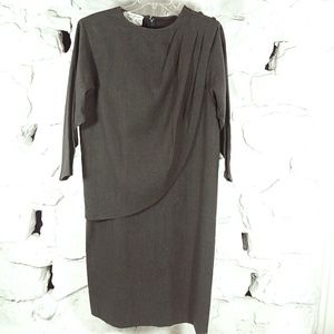 Teri Jon Sz 14 Gray Wool Dress